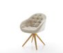 Gaio-Flex Chaise pivotante en tissu tissé doux beige avec pied en bois naturel angulaire et pivotement à 180°