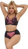 SUBBLIME - 955571 Roze Lakleren Mesh Rits BH Set S/M