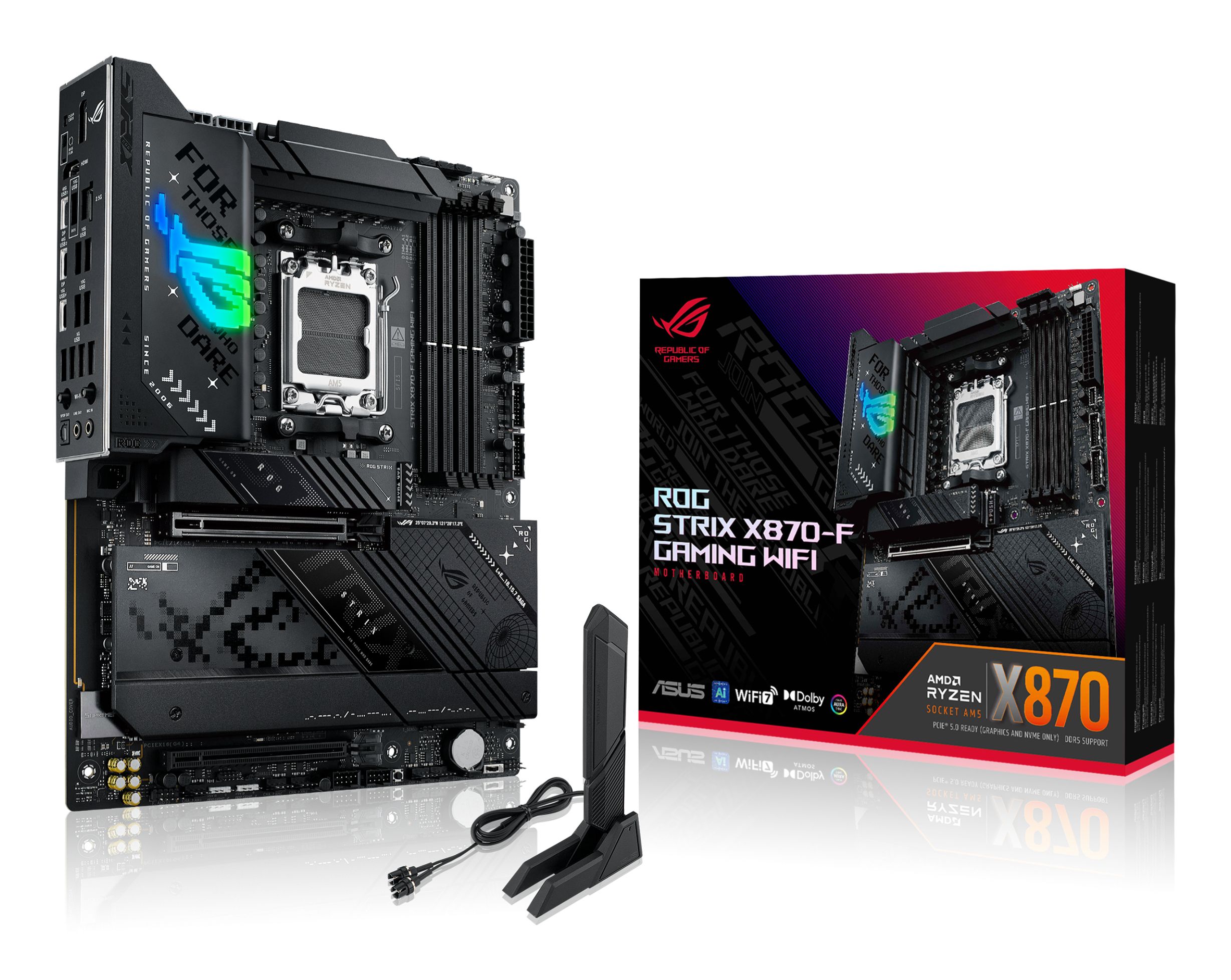 ASUS ROG STRIX X870-F GAMING WIFI - Moederbord - ATX - Socket AM5 - AMD X870 - DDR5 - USB 4 - Wi-Fi 7 - Realtek Audio