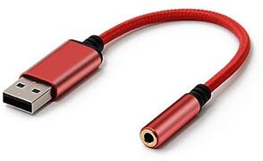 BEEOFICEPENG USB Naar 3,5 Mm Hoofdtelefoonaansluiting Audio-Adapter, Externe Stereogeluidskaart voor Pc, Laptop, voor PS4, voor Mac Enz. (0,6 Voet, Rood)