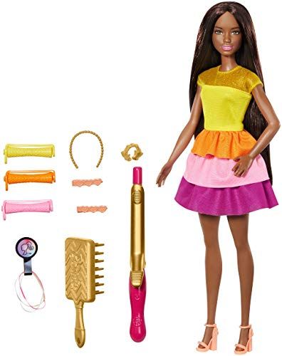 Barbie GBK25 Krullen-Style pop, zwartharig