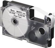 Casio XR schrijfcassette, zwart op wit, 18 mm / 8 m