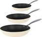 Cook and Pan Cook & Pan - Honey Koekenpannenset 3-delig + 3 glazen deksels - RVS - PFAS vrij - Inductie Honingraat - Non stick - 7 jaar garantie - Crème