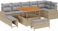 vidaXL Tuinbank Set 9-delig 8 Zitplaatsen Beige en Lichtgrijs
