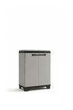 Keter Planet afvalbak voor sorteren, gerecycled kunststof, grijs/zwart, sorteercontainer, 680 x 390 x 920 mm