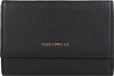 COCCINELLE Leren Portemonnee Metallic Soft Wallet Grainy Leather Noir Zwart