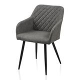 TUKAILAI Eetkamerstoelen, 1 stuks, kunstleer, beklede stoel, woonkamerstoel, stoel met armleuningen, rugleuning, metalen poten, moderne stoelen voor keuken, eetkamer, woonkamer, slaapkamer, lichtgrijs