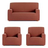 ECOMMERC3 Bankhoes Trio 3+1+1, universeel en veelzijdig, bankhoes in oranje, eenvoudig aan te brengen bescherming voor rugleuning, zitting en armleuningen