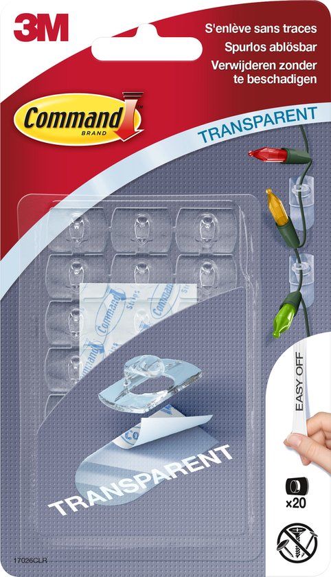 Command - Deco haak - Extra Small - 225g - Transparant - 20 stuks