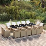 vidaXL 15-delige Tuinset met Kussens, Poly Rattan, Beige
