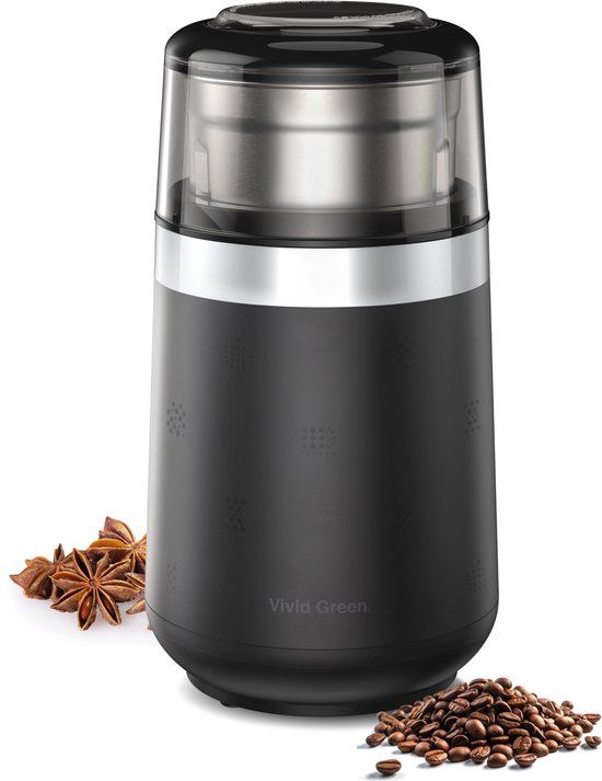 Vivid Green Elektrische Koffiemolen - Koffiebonen Maler - 180W - Zwart