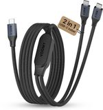 Voomy 2-in-1 USB-C Kabel - 100W Snellader - 480 Mbps Datakabel - 1.2 Meter - USB C naar USB C - Geschikt voor Smartphone, Laptop & Tablet - Nylon - Space Grey