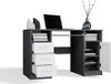 BDW Delta Bureau avec 3 tiroirs et 1 armoire, 120 x 75 x 60 cm, plateau clavier, Biruo, chambre d'enfant, salon (anthracite/blanc)