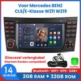 Awesafe Autoradio - Geschikt Voor Mercedes BENZ CLS/E-Klasse W211 W219 - Met navigatie GPS - 2GB+32GB - Bluetooth WIFI - Apple Carplay & Android auto - Radio scherm - Ondersteuning voor Harman Carton-systeem - Bevat fiberoptische verlengingskabels