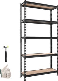 VEVOR Zwaar Uitgevoerde Opbergkast 923x309x1813mm, Draagvermogen 1360,8kg, Stalen Frame, 5 Verstelbare MDF-Planken