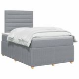 vidaXL LED Boxspringbed met Matras Lichtgrijs Stof 120 x 200 cm
