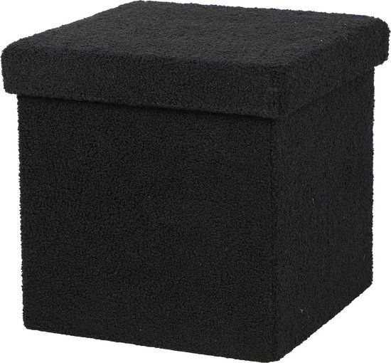 Urban Living Opvouwbare Poef - Opberger - 38x38 cm - Zwart