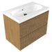 Saniclass Badkamermeubelset - 80x45x63.5cm - Palermo keramische wastafel wit - 1 wasbak - zonder kraangat - 2 lades - mat eiken natural (hout) SW1420801/SW24912