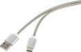 Renkforce USB-kabel USB 2.0 USB-A stekker, USB-C stekker 0.50 m Zilver Kabelmantel van RVS