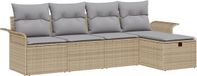 vidaXL Tuinbank Set 5-delig Poly-rattan Beige