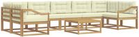 vidaXL Chaise longue loungeset 7 zitplekken Wit en crème Acacia hout