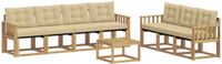 vidaXL - Bank loungeset - 7 zitplekken - Wit en Beige - Acacia hout