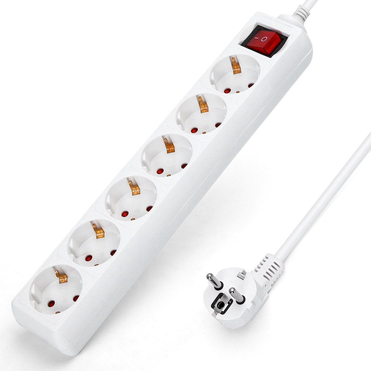 Aigostar 20FIB Stekkerdoos - 6-voudig - 1.5 meter - Wit