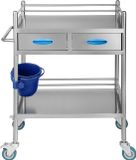 Merkloos / Sans marque Shanghai Sishun Technology Co., Ltd Verrijdbare Laboratoriumwagen met 2 Plateaus, Roestvrij Staal, 65.6 x 38.8 x 85.5 cm, Max. 100 kg Draagvermogen, 4 Vergrendelbare Wielen