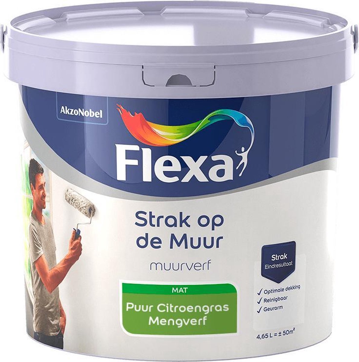 FLEXA - Strak op de muur - Muurverf - Mengcollectie - Puur Citroengras - 5 Liter