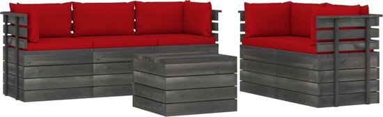 vidaXL 6-delige Loungeset met kussens pallet massief grenenhout