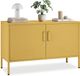 Tectake Armoire en acier - Meuble TV - Jaune
