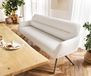 Banc de salle à manger Taya-Flex 200 cm bouclé crème-blanc piètement croisé anguleux finition effet titane ressorts ensachés