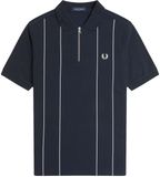 Fred Perry Polo Shirt Met Pinstreep En Ritskraag - Katoen - Blauw - S