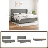 vidaXL Boxspring met matras, stof, donkergrijs, 200x200 cm