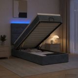 Prolenta Maison Exclusive Lit Ottoman exclusif avec matelas et éclairage LED, couleur gris foncé, dimensions 90 x 190 cm, revêtement en velours