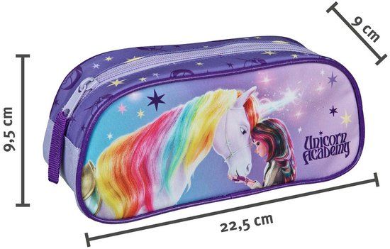 Unicorn Academy Etui Paars Stof Soft case Rechthoek Cartoon Kinderen