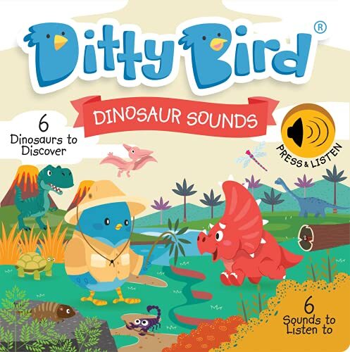 DITTY BIRD Dinosaurus geluiden: Mijn eerste interactieve geluidenboek met 6 geluidsknoppen om dinosaurussen te ontdekken in het Engels. Elektronisch educatief speelgoed voor kinderen vanaf 1 jaar.