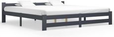 vidaXL Cadre de lit - Pin massif - Gris foncé - 200x200 cm