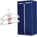 Merkloos / Sans marque Plastic Forte Set van mobiele opvouwbare kledingkast met blauwe hoes 160 cm en 10x plastic kledinghangers wit