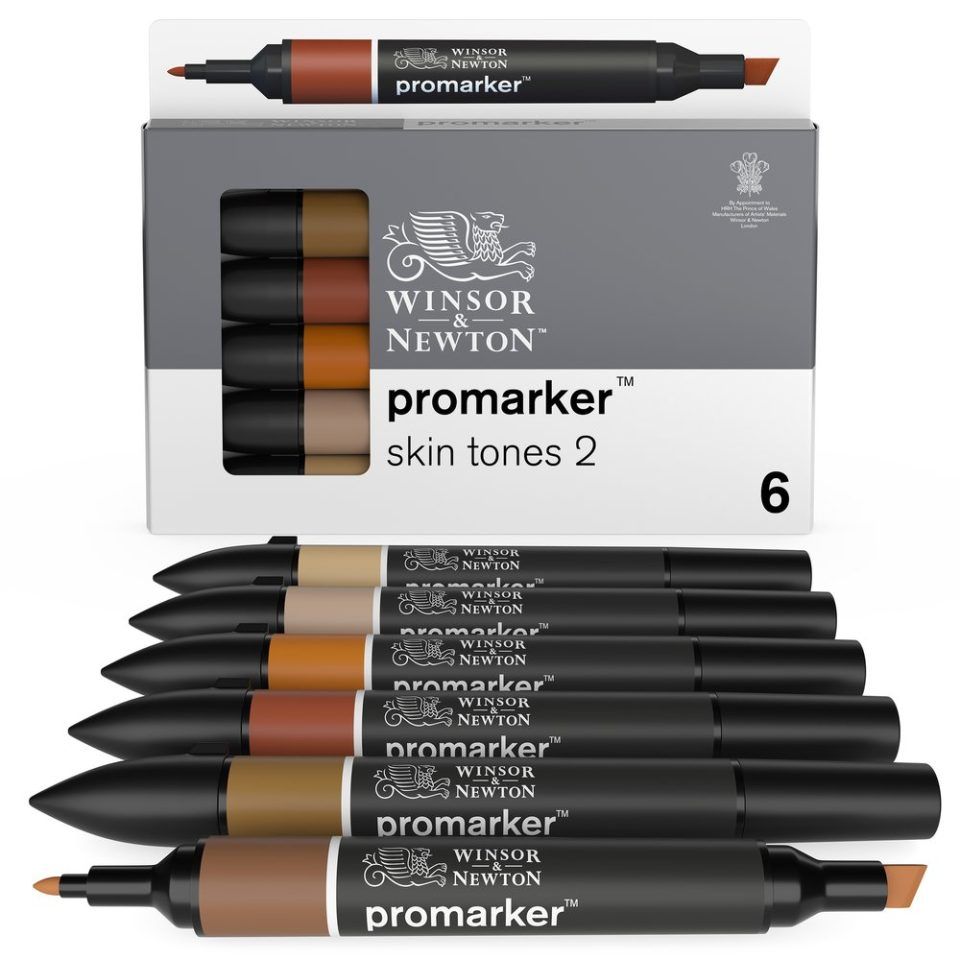 Winsor & Newton 884955070406 - Markeerstiften - Zwart - 6 stuks