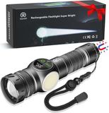 Merkloos Zaklamp 30.000 lumen, USB-oplaadbaar, met magneet en LCD-vermogensindicator, 9 lichtmodi en zoomfunctie