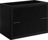 3xE living meuble suspendu style 80 cm, 2 tiroirs, noir