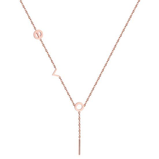 Cilla Jewels dames ketting Edelstaal Verguld Rose Bar T