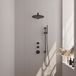 Brauer Doucheset Inbouw Rond Zwart 30cm Hoofddouche Wandarm Staafhanddouche Glijstang