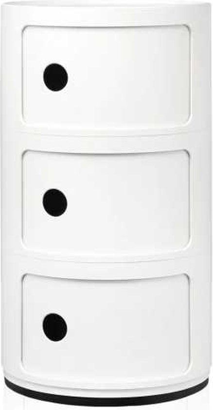 Kartell Componibili Kast Ø32 Nachtkastje (3 Comp.) Mat Wit