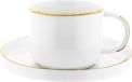 Mulex set van 12 espressokopjes met schoteltjes, van porselein. Koffieservies, 100 ml, wit/goud
