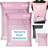 EMBALLAX - 12 Verzendzakken Kleding Vinted MET HOESJE VOOR PAKBON - 2 Maten XL/XXL - ONDOORZICHTIG/DUURZAAM/WATERDICHT - Verzendenvelop van Kunststof - Verzendtas - tassen voor pakketten