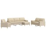 Maison Exclusive - Ensemble de canapé 4 pièces avec repose-pieds et coussins décoratifs, tissu crème