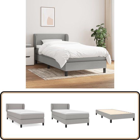 vidaXL Boxspring met matras stof lichtgrijs 100x200 cm