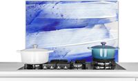 KitchenYeah Spatscherm keuken 80x55 cm - Kookplaat achterwand Verf - Design - Blauw - Muurbeschermer - Spatwand fornuis - Hoogwaardig aluminium